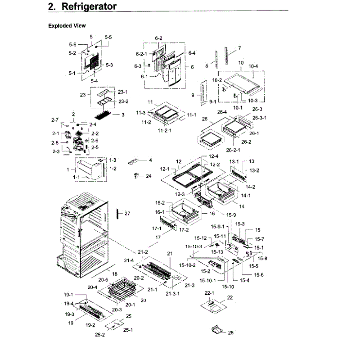 Refrigerator Diagram and Parts List for RF28JBEDBSR AA-03 Samsung Refrigerator