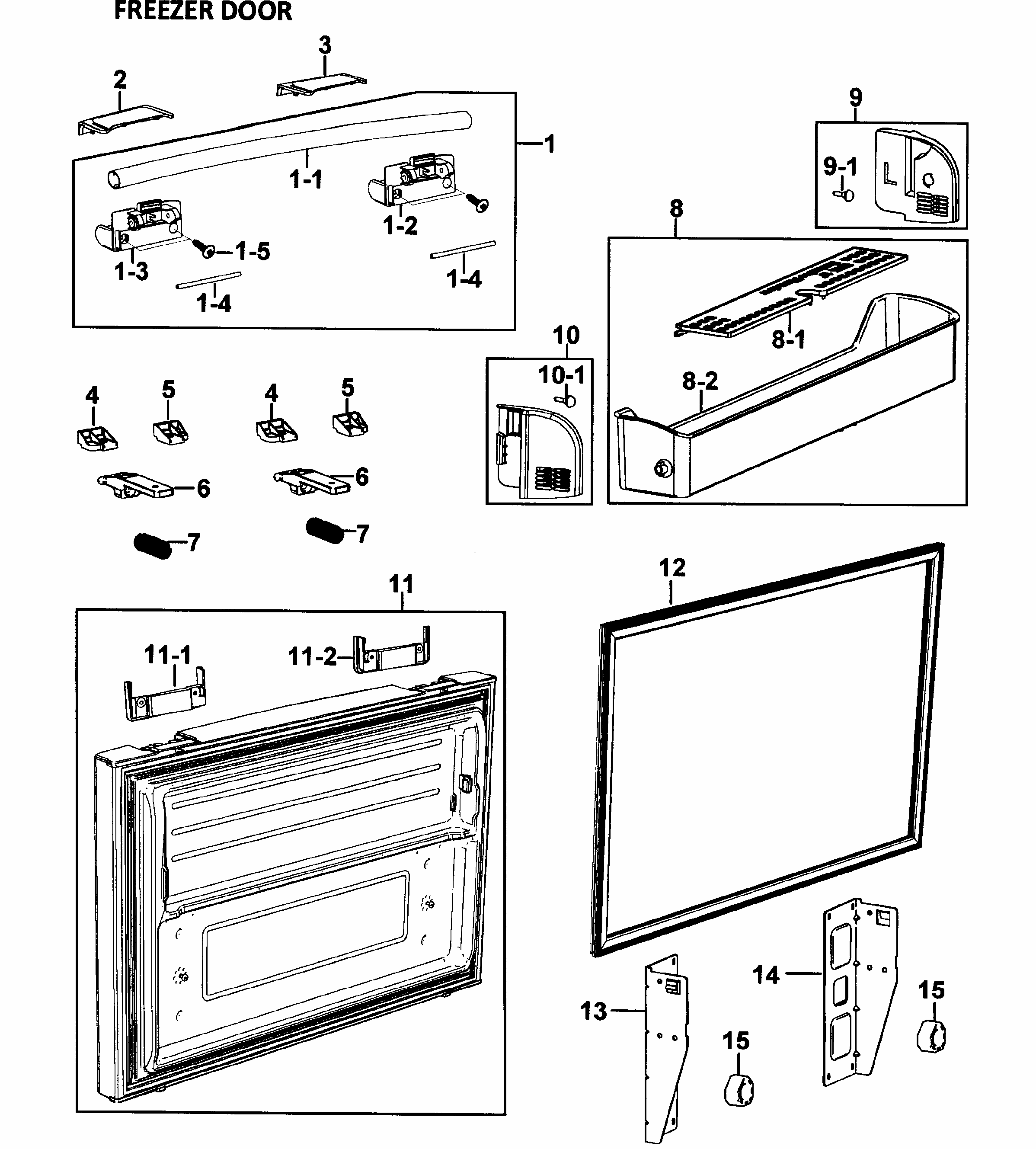 Freezer Door Diagram and Parts List for RF26VACWP XAA-0000 Samsung Refrigerator