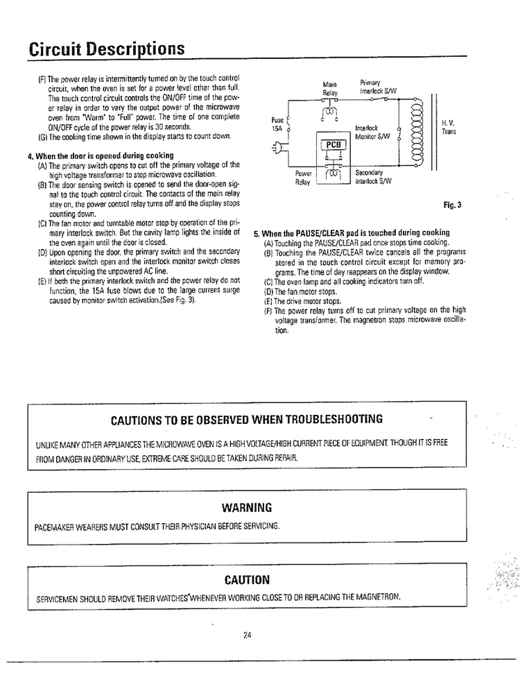 Circuit Descriptions Page 2 Diagram and Parts List for MW3580T XAA Samsung Microwave