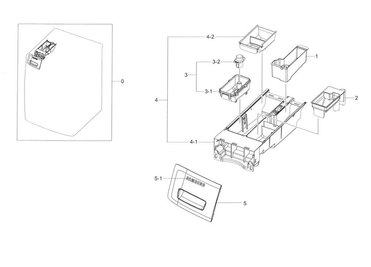 Drawer Diagram and Parts List for WF56H9110CW A2-0001 Samsung Washer