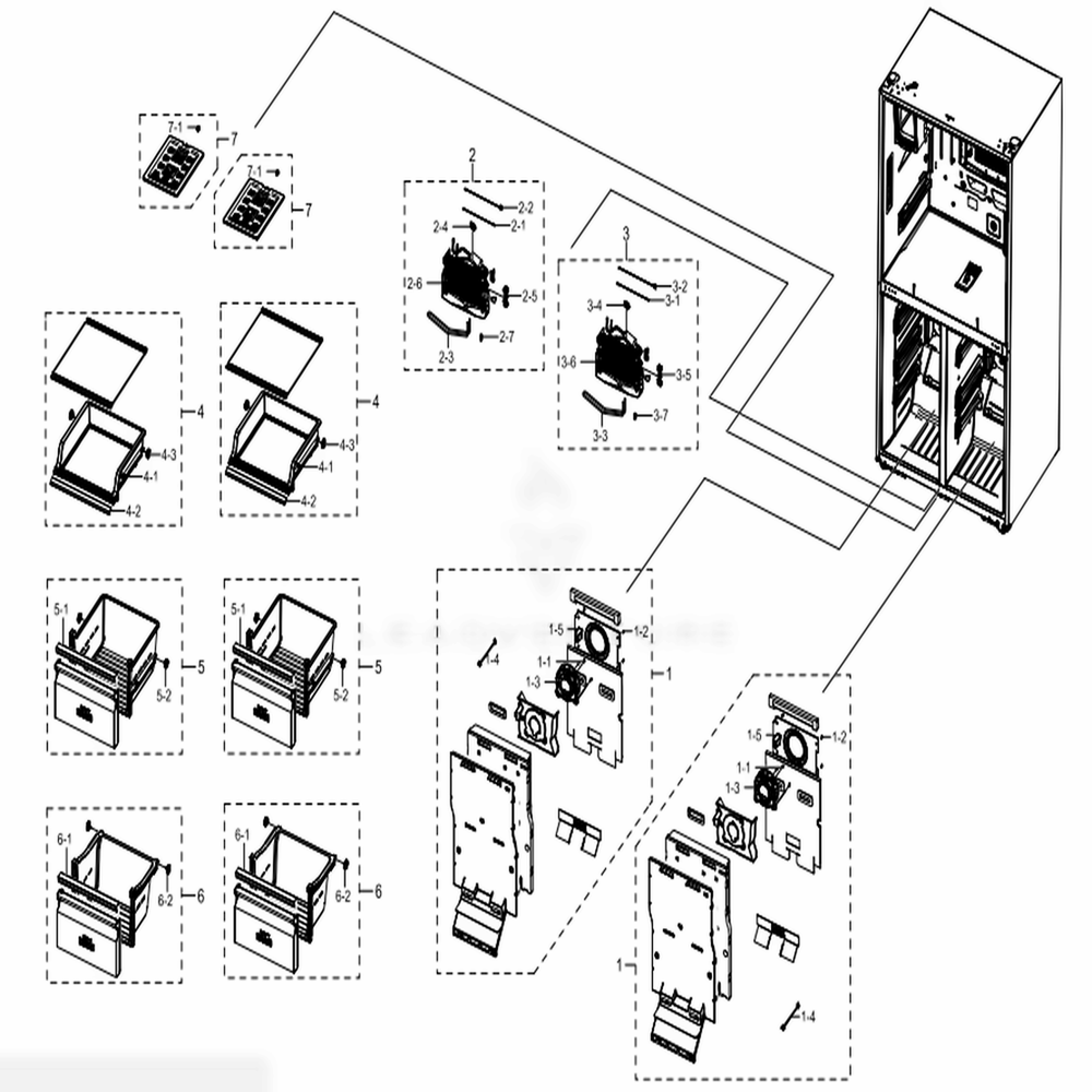 Freezer Diagram and Parts List for RF22N9781SR (AA)(0002) Samsung Refrigerator