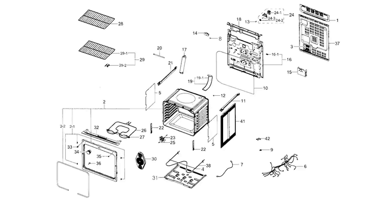 Main Asy Diagram and Parts List for NE59J3420SW AA-0002 Samsung Range