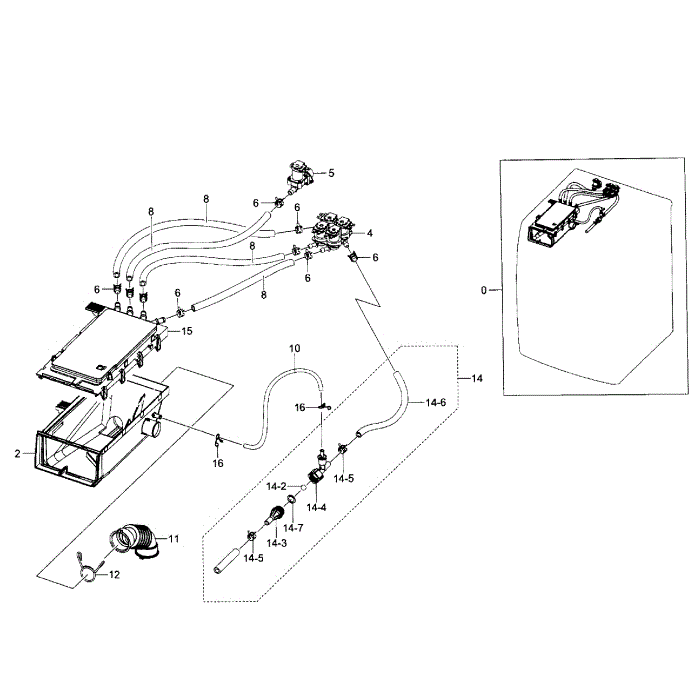Housing Drawer Diagram and Parts List for WF520ABP XAA-01 Samsung Washer