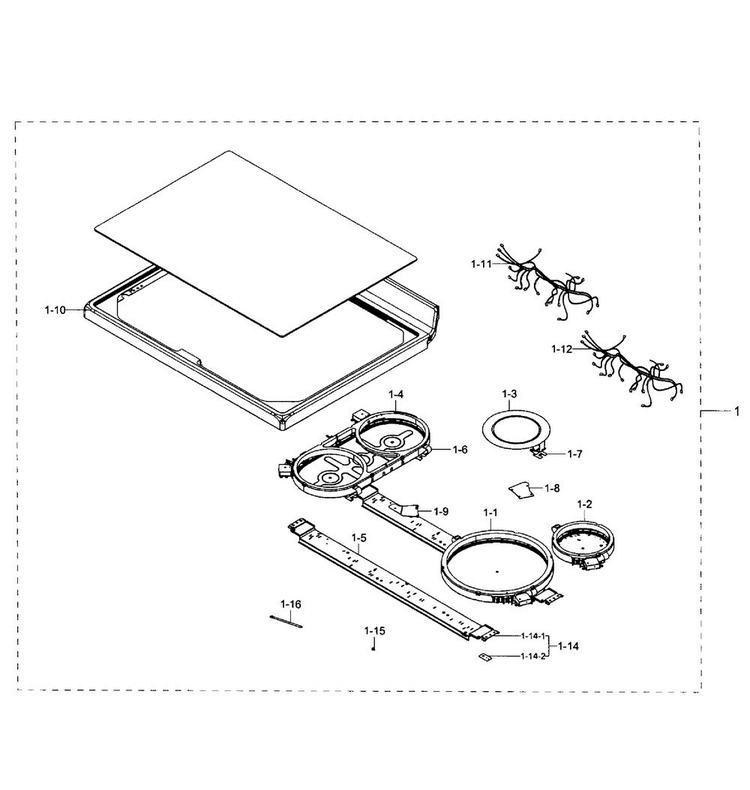 Cooktop Section Diagram and Parts List for NE59J7850WG AA-0003 Samsung Range