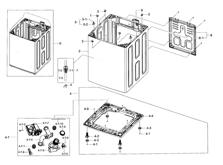 Frame Diagram and Parts List for WA456DRHDSU AA-0004 Samsung Washer