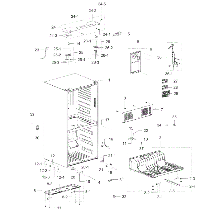 Cabinet Diagram and Parts List for RF32FMQDBSR AA-10 Samsung Refrigerator