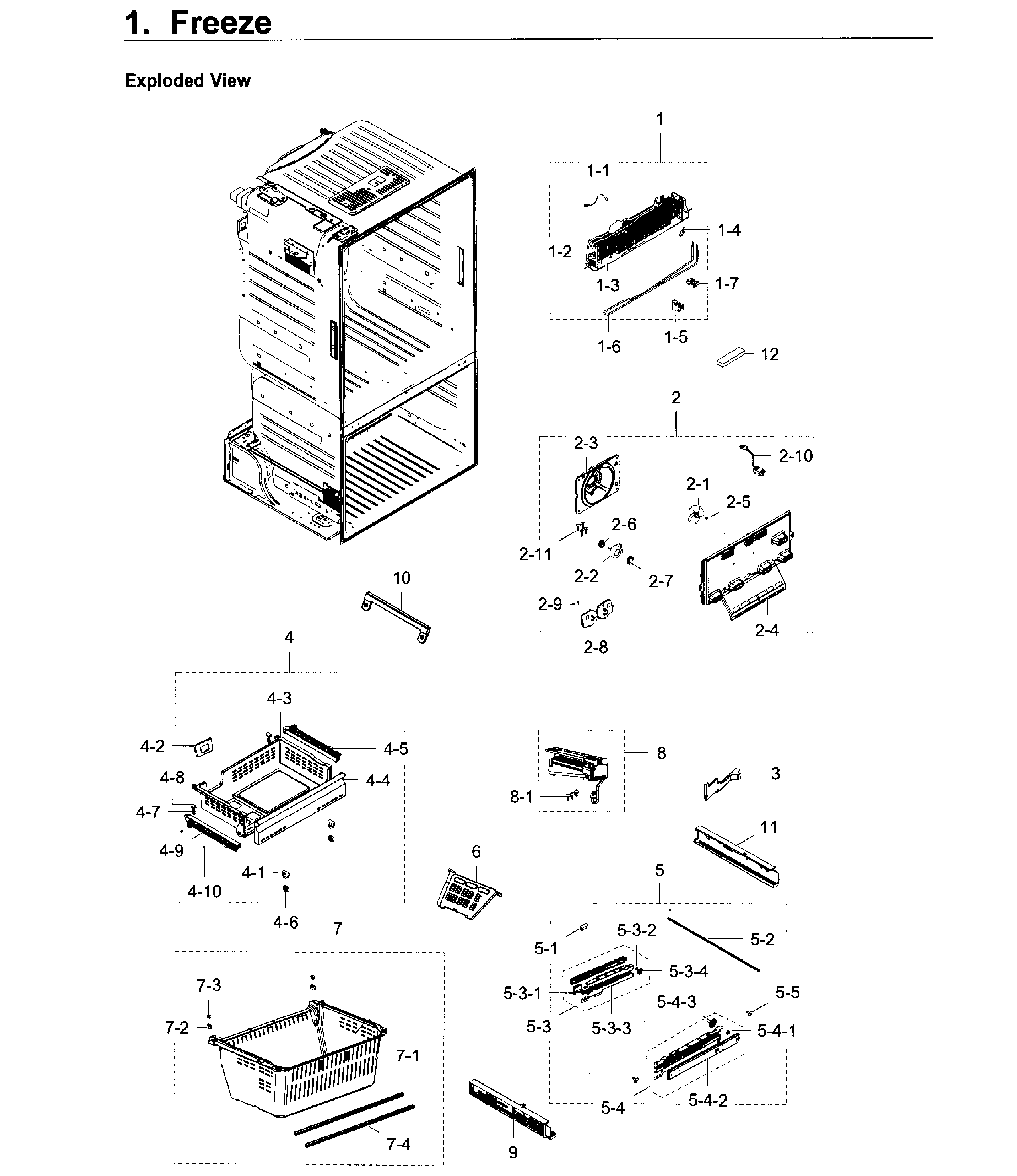 Freezer Diagram and Parts List for RF28HDEDPWW AA-0005 Samsung Refrigerator