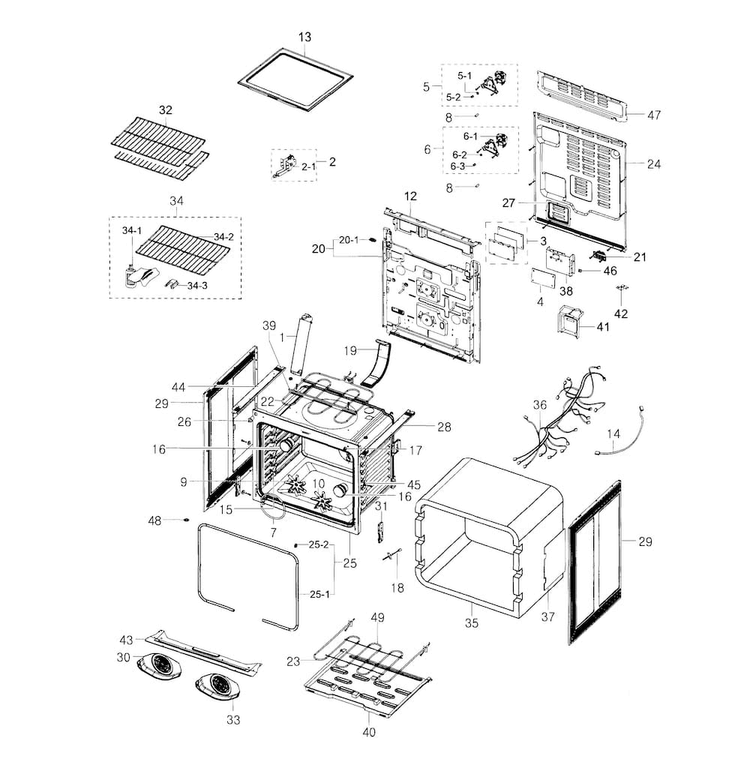 Main Assy Diagram and Parts List for FE710DRS XAA-0003 Samsung Range