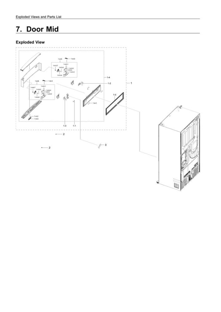 Mid Door Parts Diagram and Parts List for RF22R7551SR AA-00 Samsung Refrigerator