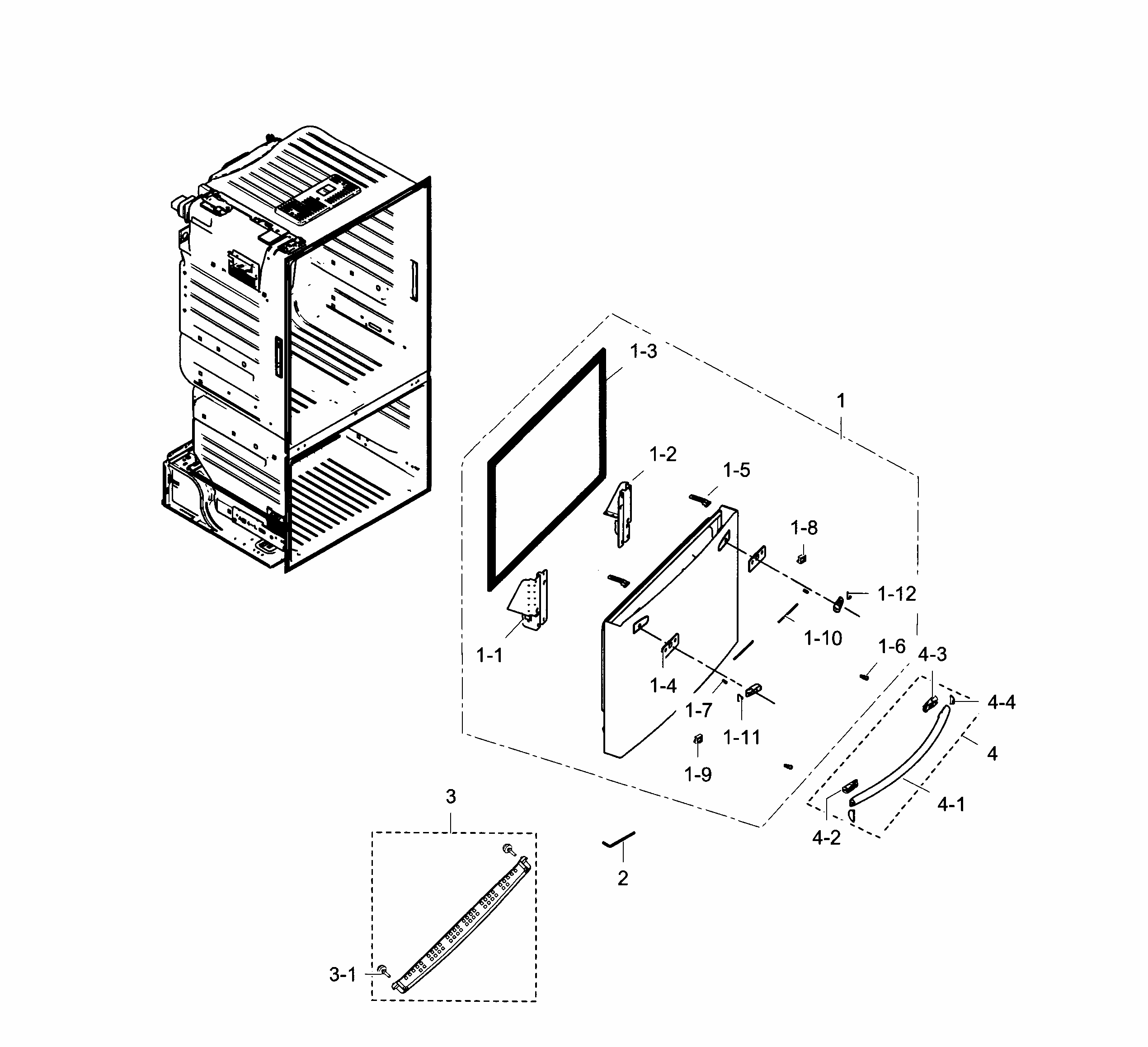 Freezer Door Diagram and Parts List for RF28HDEDBSR AA-0002 Samsung Refrigerator