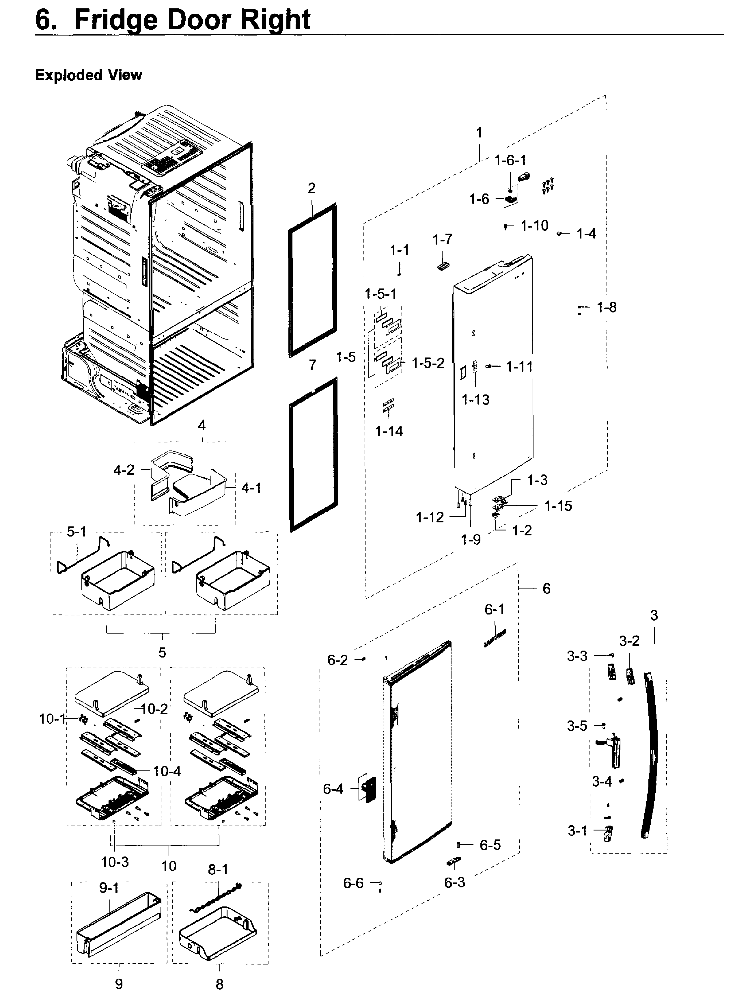 Fridge Door R Diagram and Parts List for RF28HDEDPWW AA-0008 Samsung Refrigerator