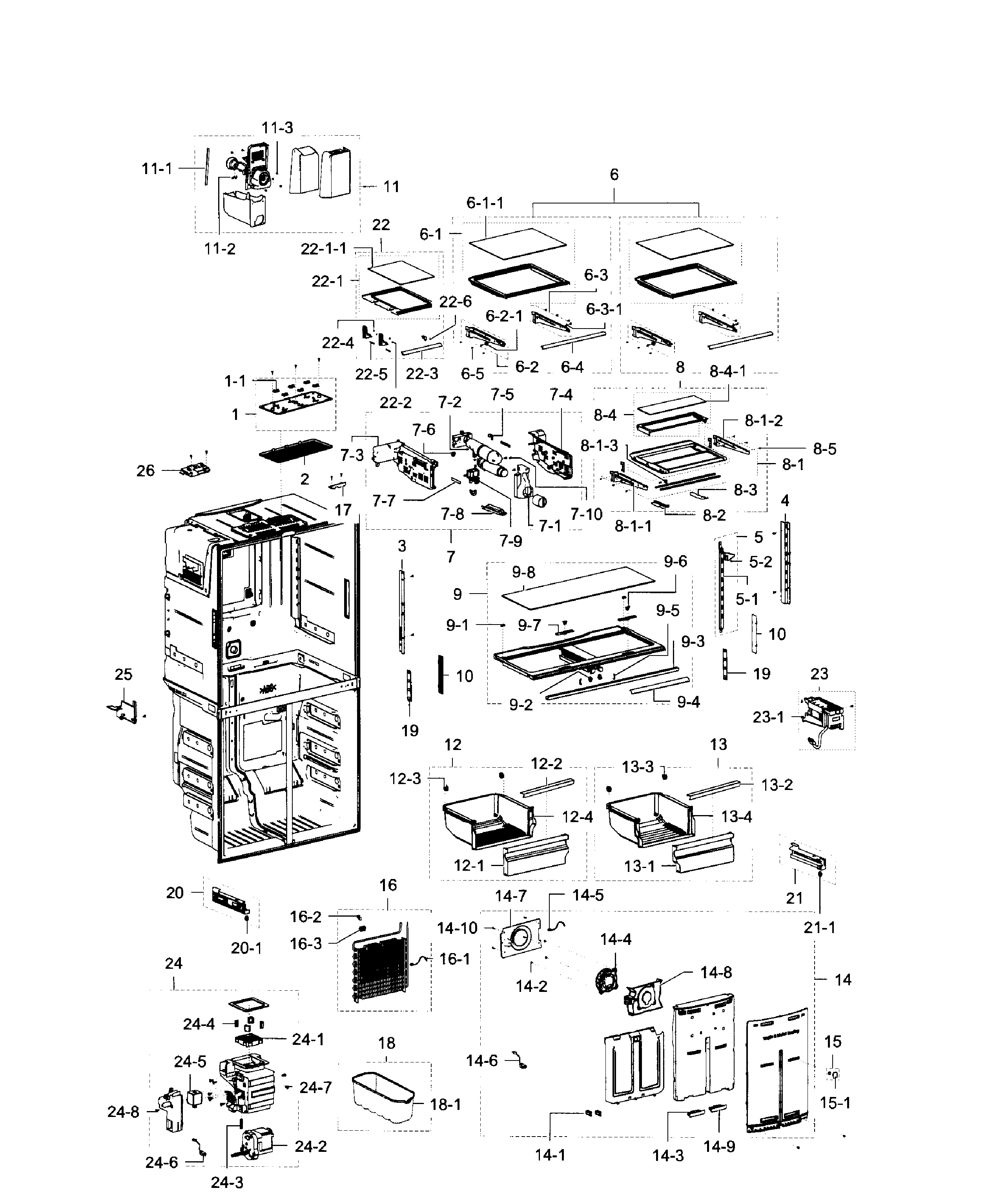 Frdige Diagram and Parts List for RF23J9011SR AA-0005 Samsung Refrigerator