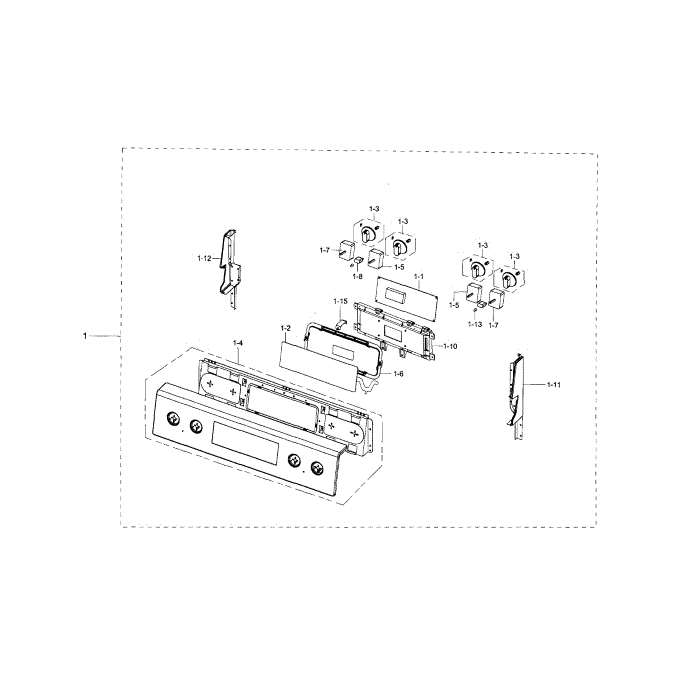 Control Panel Diagram and Parts List for NE595R0ABWW AA-01 Samsung Range