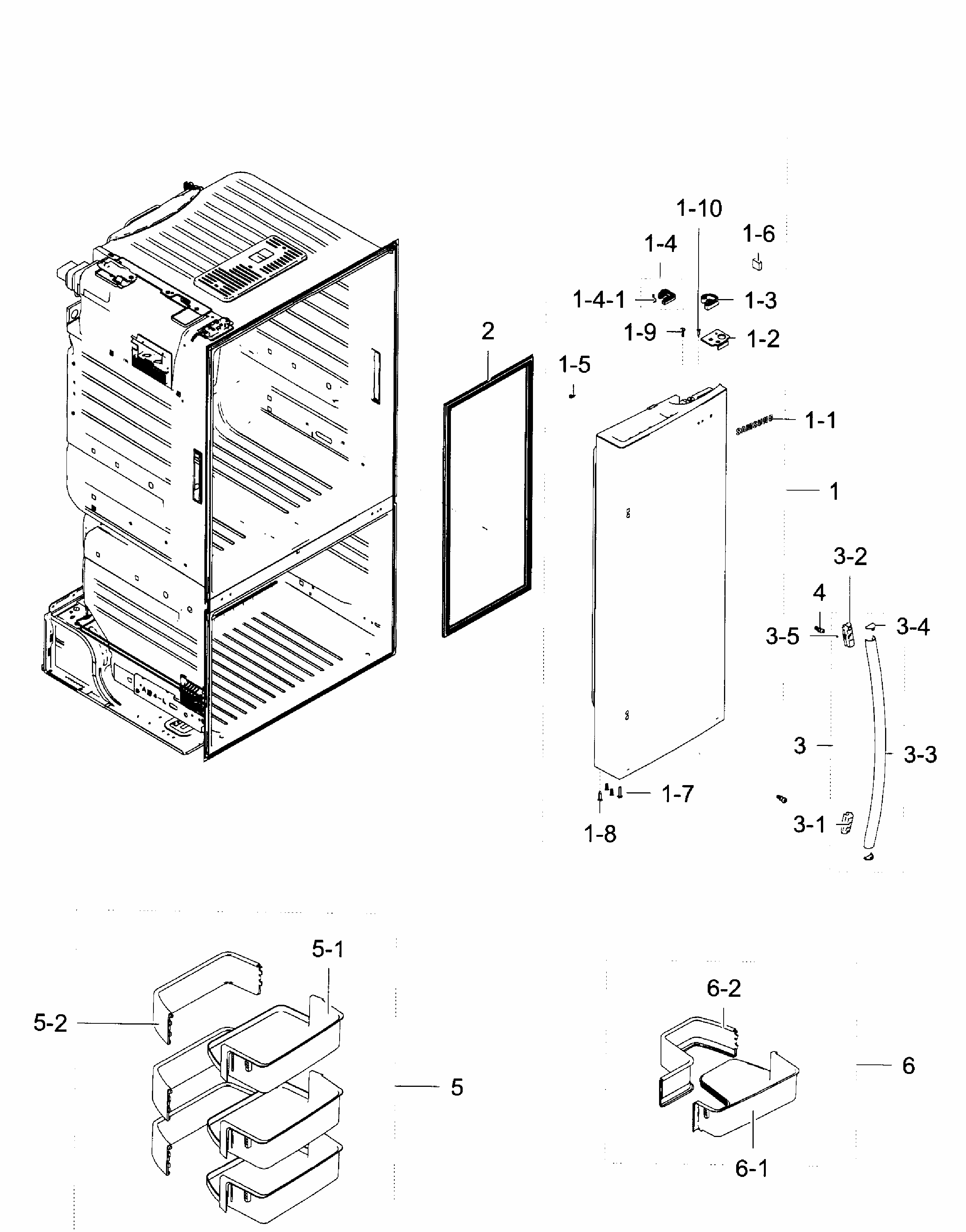 Right Door Diagram and Parts List for RF28HFEDBBC AA-0006 Samsung Refrigerator