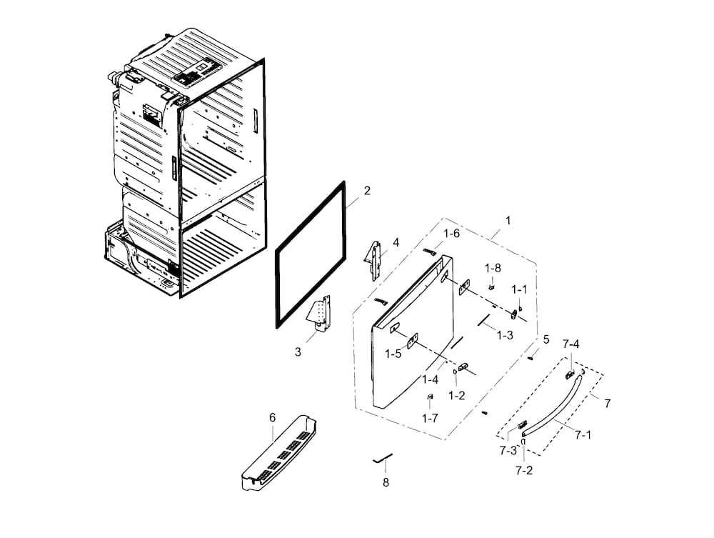 Freezer Door Diagram and Parts List for RF323TEDBSR AA-0004 Samsung Refrigerator