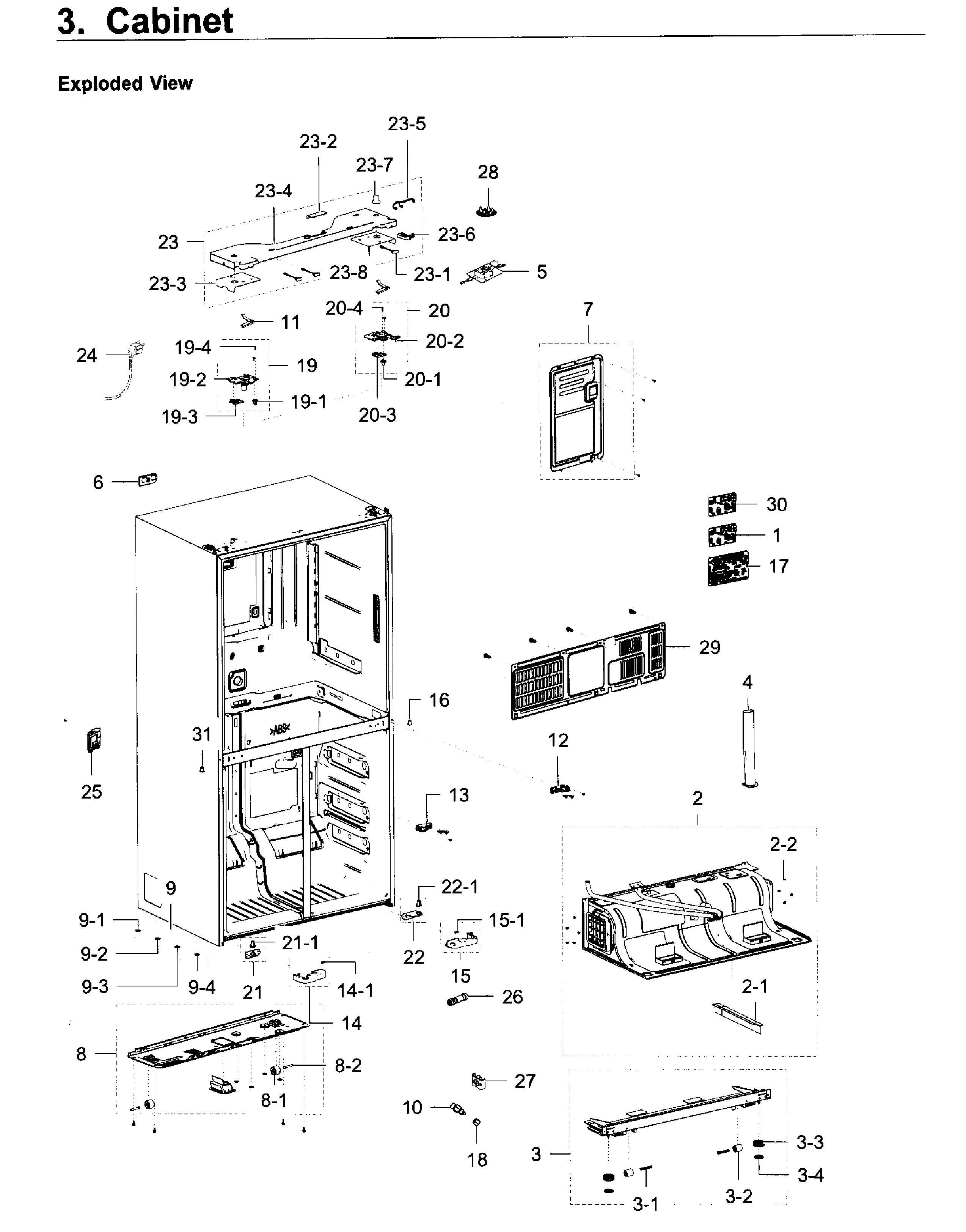 Cabinet Diagram and Parts List for RF22K9381SG AA-0002 Samsung Refrigerator
