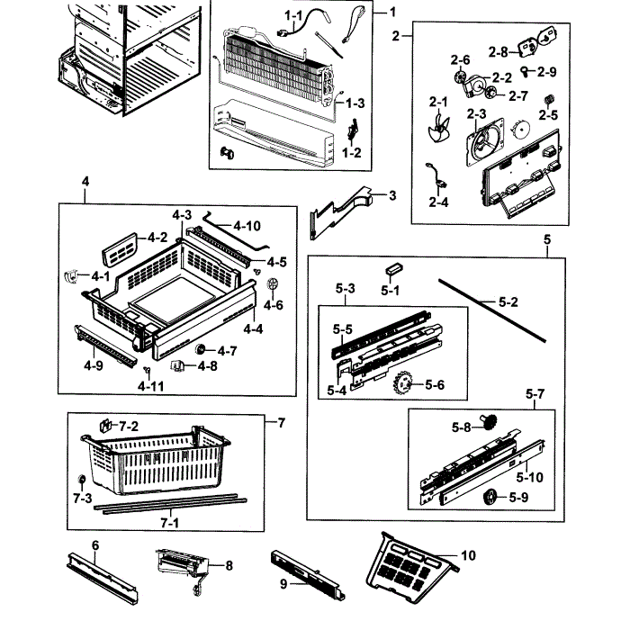 Freezer Diagram and Parts List for RF23HCEDBWW AA-00 Samsung Refrigerator