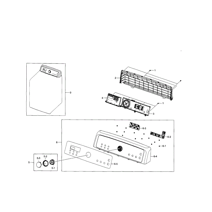 Control Panel Diagram and Parts List for DV5471AEP XAA-00 Samsung Dryer