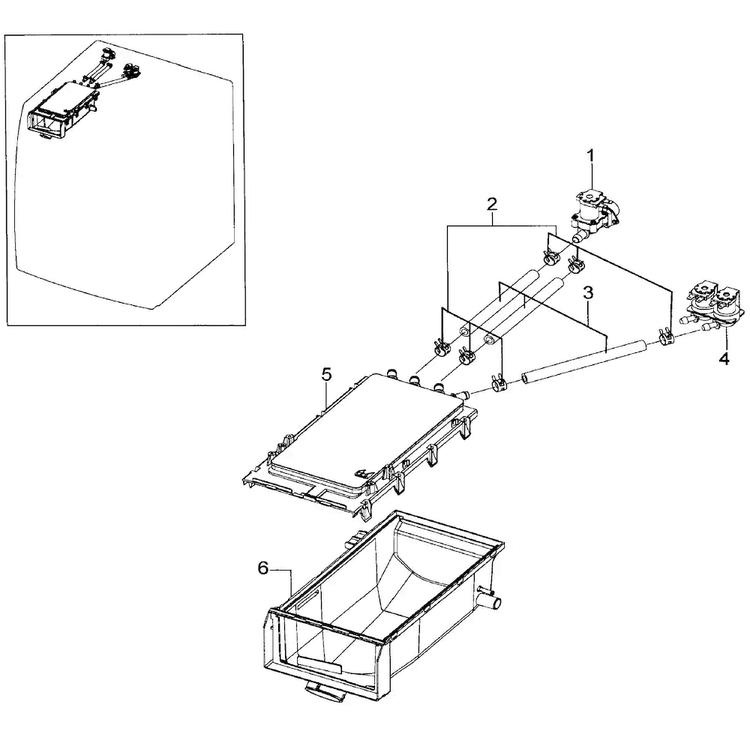 Drawer Housing Diagram and Parts List for WF218ANW XAA-0000 Samsung Washer