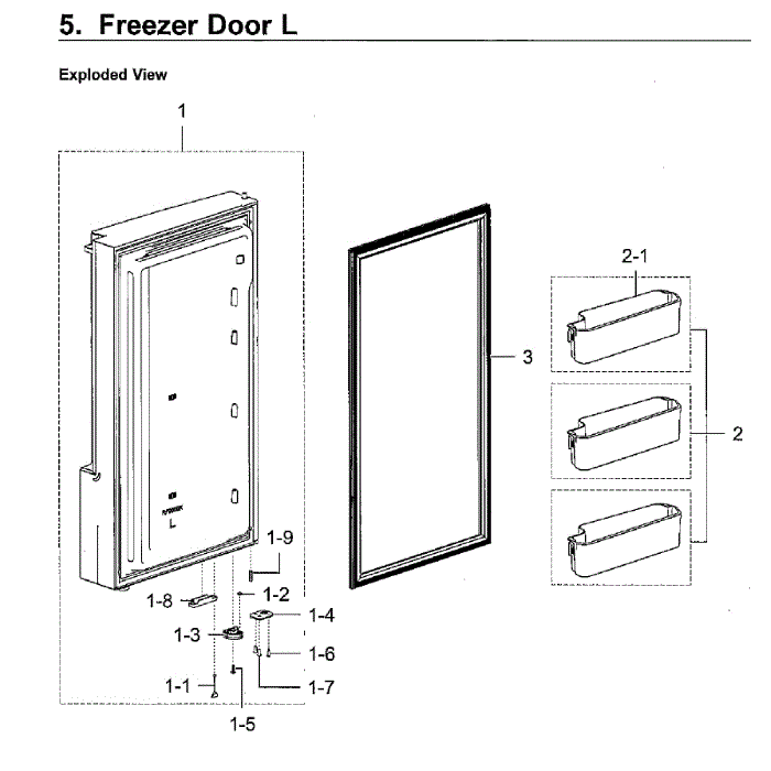 Freezer Door Lt Diagram and Parts List for RF28M9580SG AA-00 Samsung Refrigerator
