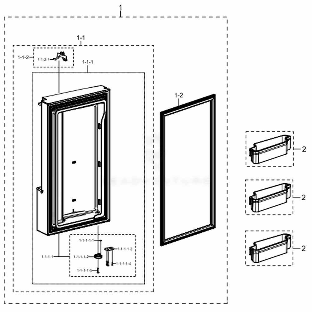 Freezer Door L Diagram and Parts List for RF23J9011SR (AA)(0011) Samsung Refrigerator