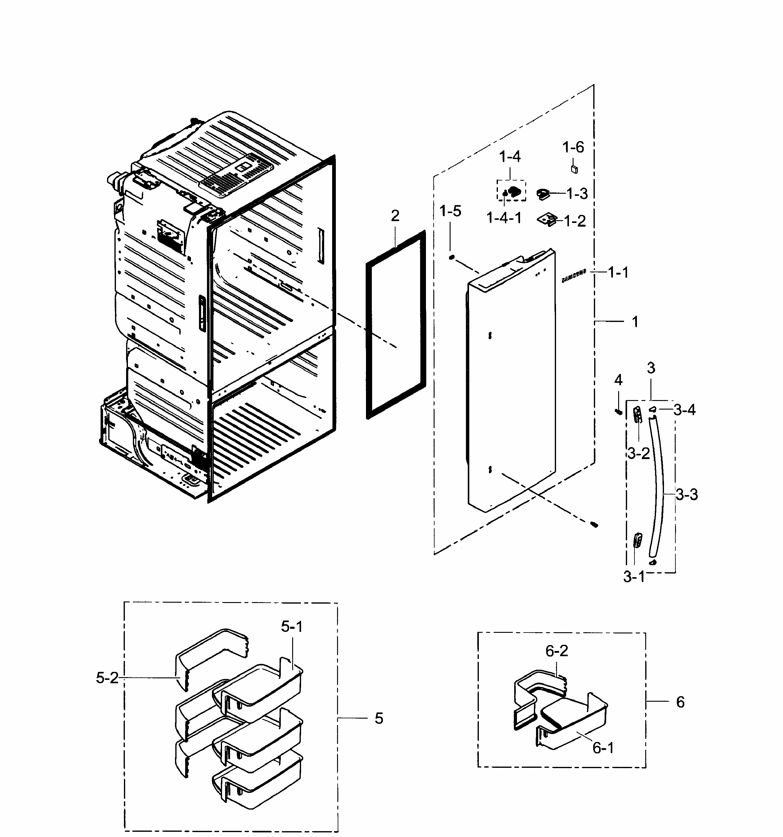 Frdige Door R Diagram and Parts List for RF28HFEDBWW AA-0001 Samsung Refrigerator