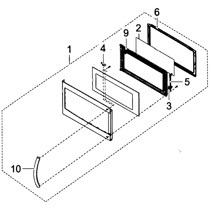 Door Assembly Diagram and Parts List for SMH1713B XAA-01 Samsung Microwave Oven Combo
