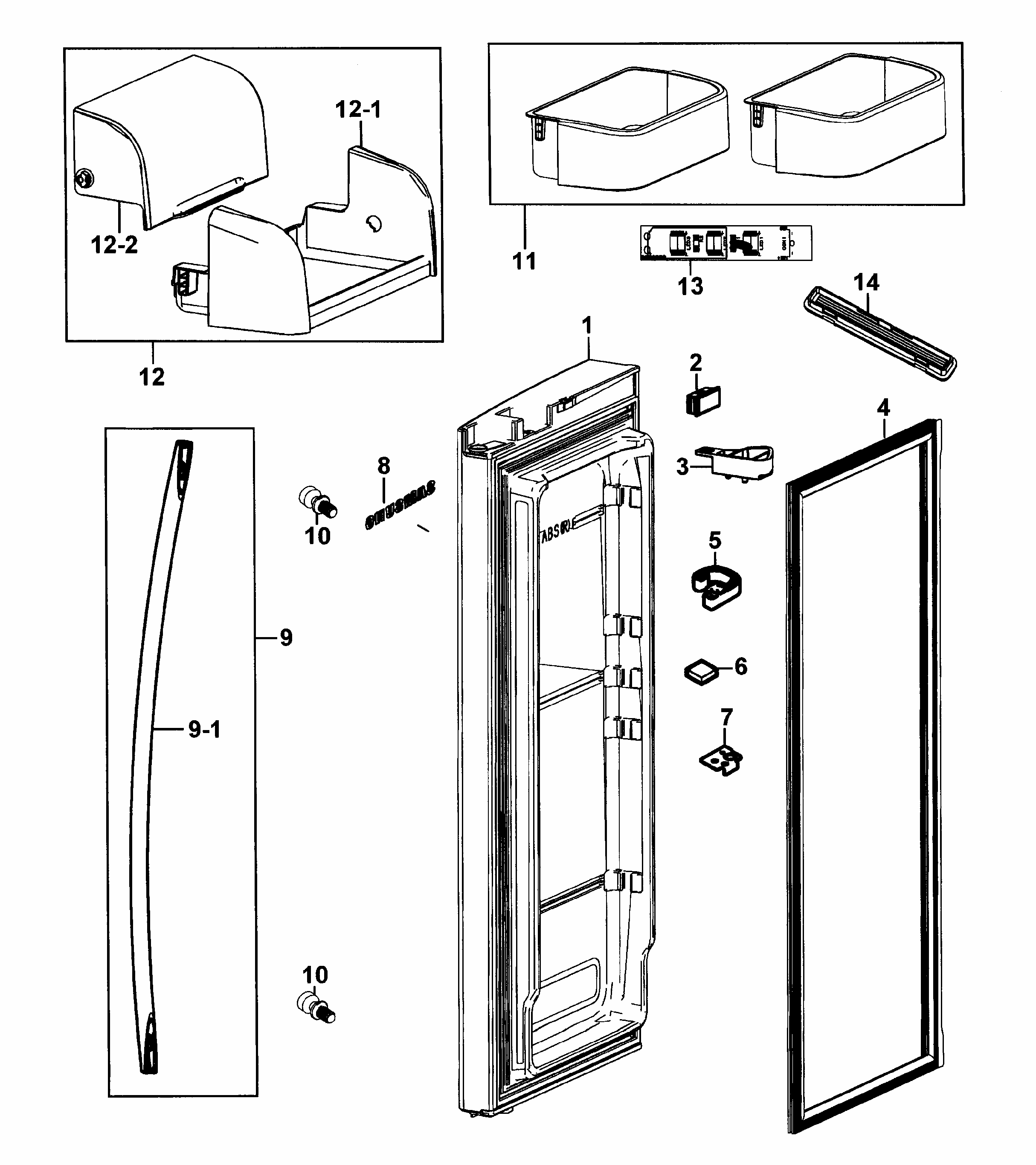 Door Right Diagram and Parts List for RF266AZRS XAA-0000 Samsung Refrigerator
