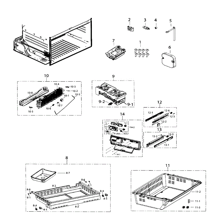 Freezer Diagram and Parts List for RF260BEAEBC AA-02 Samsung Refrigerator