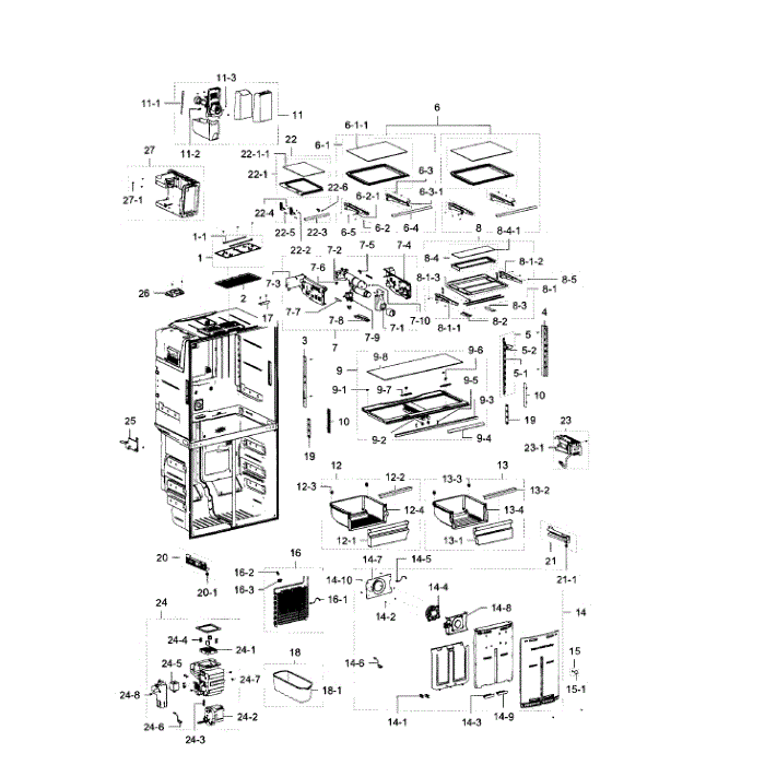 Fridge Diagram and Parts List for RF23J9011SR (AA)(0006) Samsung Refrigerator