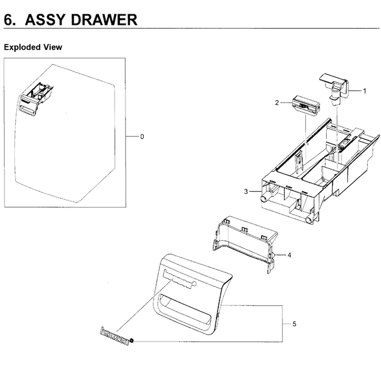 Drawer Asy Diagram and Parts List for WF219ANW XAA-0001 Samsung Washer