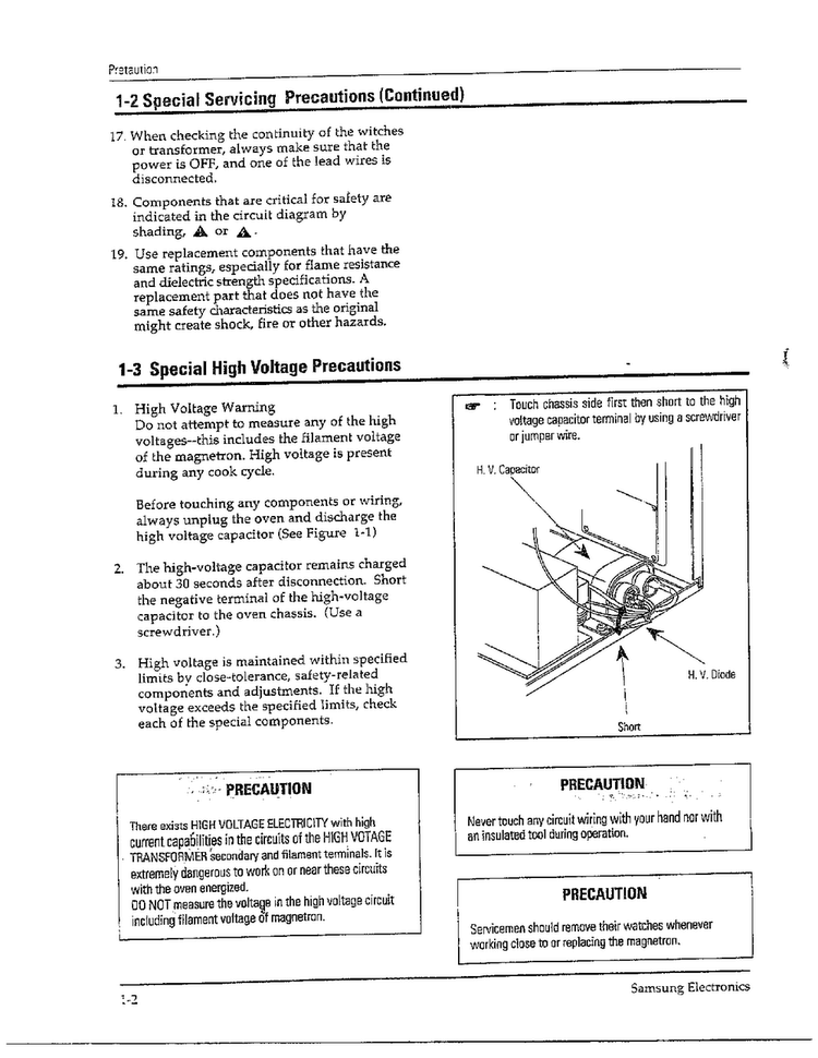 Precautions Page 3 Diagram and Parts List for MW5580W XAA Samsung Microwave