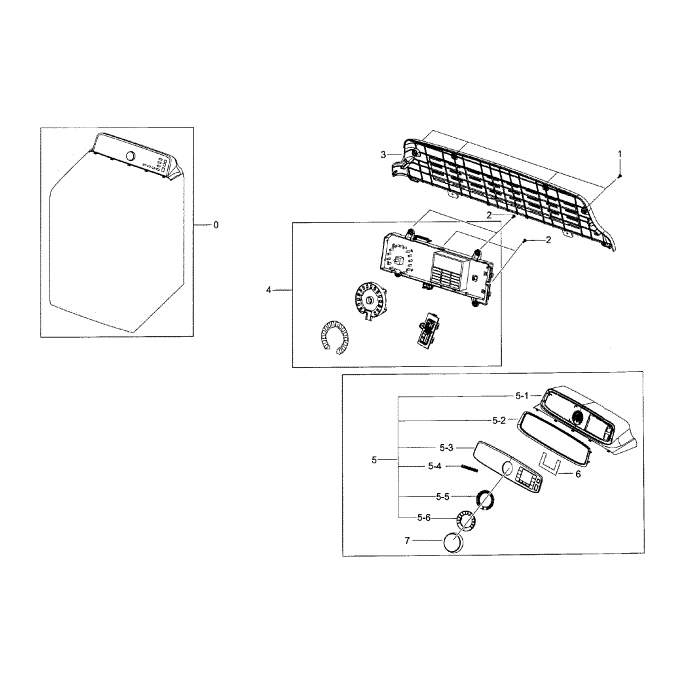 Control Panel Diagram and Parts List for DV56H9000GP A2-00 Samsung Dryer