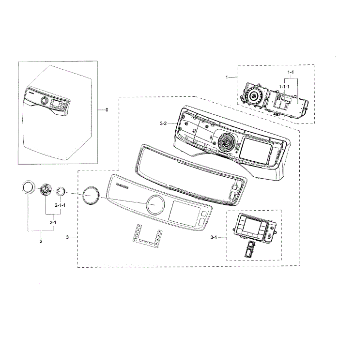 Control Panel Diagram and Parts List for DV45H6300GG A3-00 Samsung Dryer