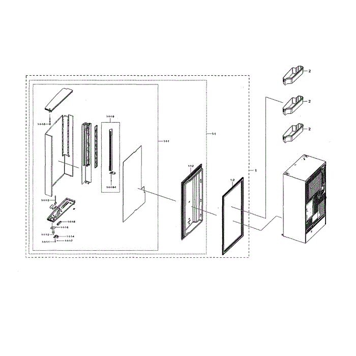 Right Freezer Door Diagram and Parts List for RF28N9780SG AA-00 Samsung Refrigerator