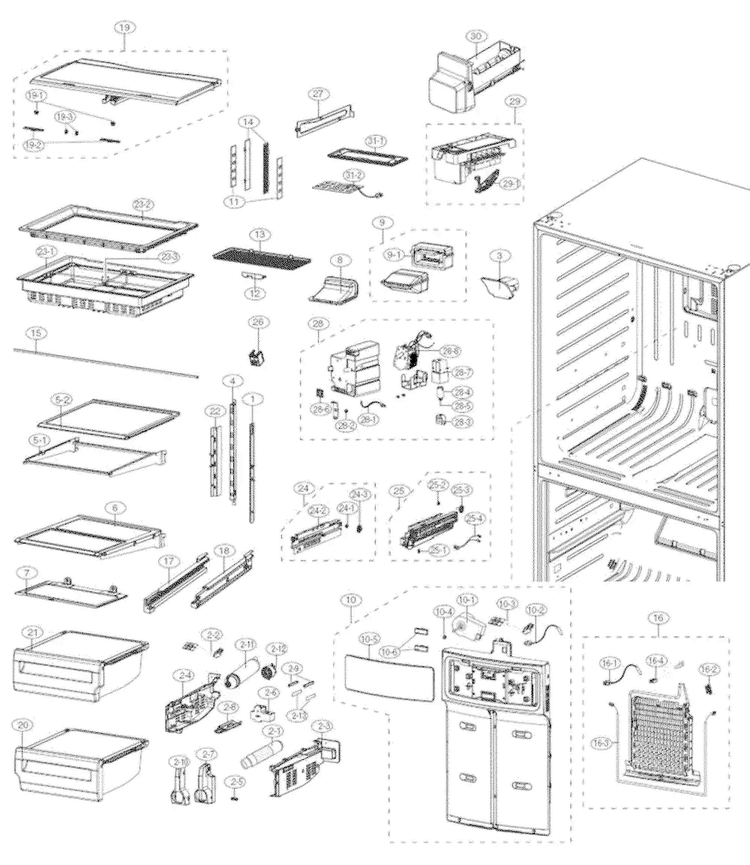 Refrig Parts Diagram and Parts List for RF4287HAWP XAA-0000 Samsung Refrigerator