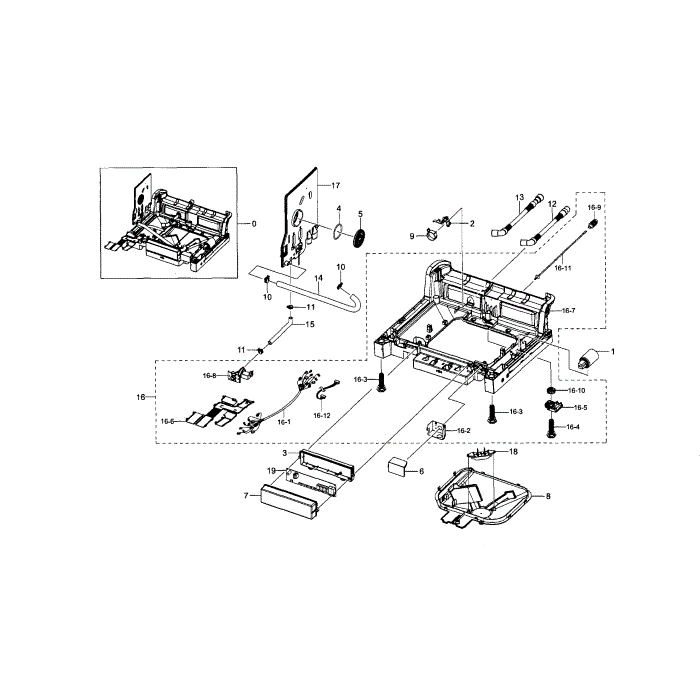 Base Diagram and Parts List for DW80F600UTW AA-01 Samsung Dishwasher