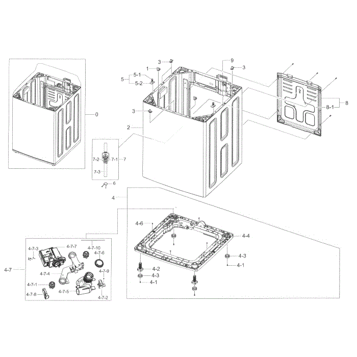 Frame Diagram and Parts List for WA45H7000AW A2-04 Samsung Washer