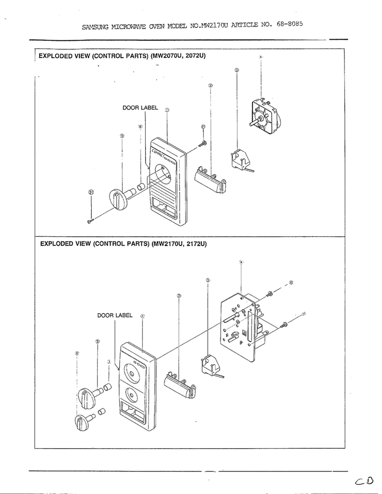 Complete Microwave Assembly Page 2 Diagram and Parts List for MW2170U XAA Samsung Microwave