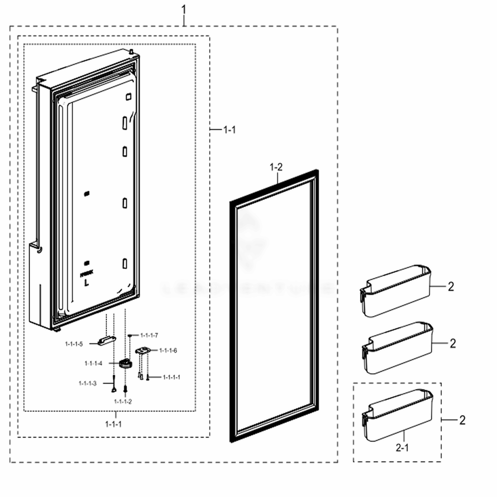 Freezer Door L Diagram and Parts List for RF28K9070SR (AA)(0006) Samsung Refrigerator