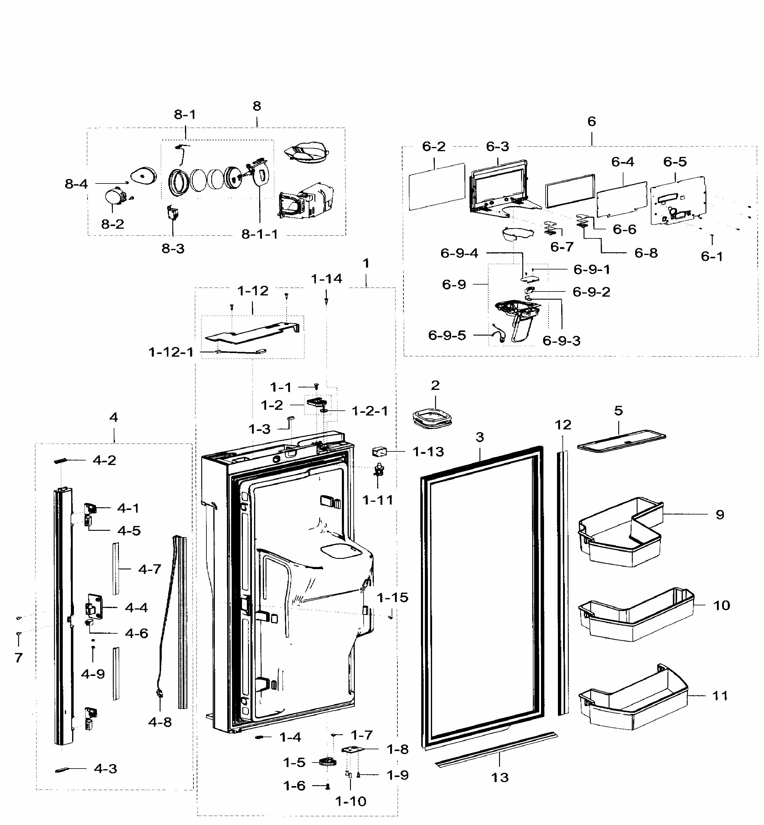 Fridge Door Lt Diagram and Parts List for RF32FMQDBSR AA-0008 Samsung Refrigerator