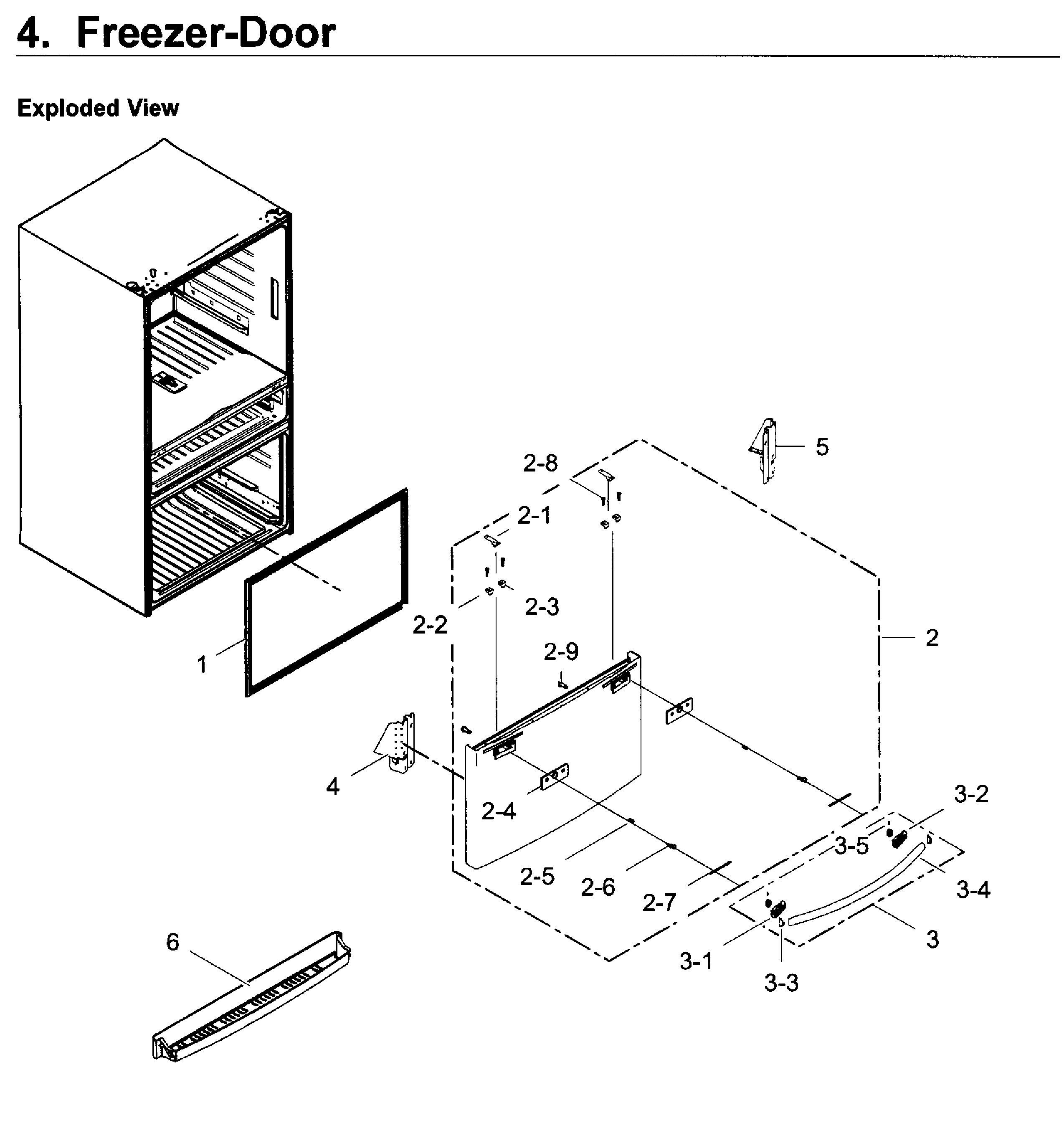 Freezer Door Diagram and Parts List for RF22KREDBSG AA-0000 Samsung Refrigerator