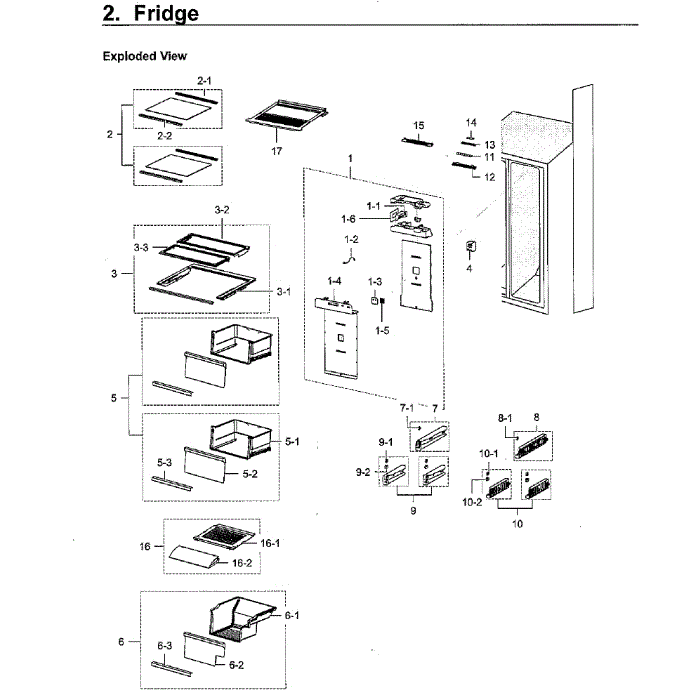 Fridge Diagram and Parts List for RH22H9010SG AA-00 Samsung Refrigerator
