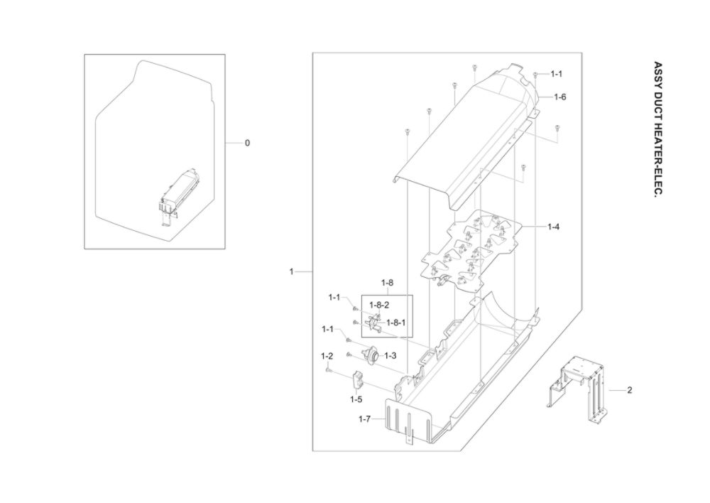 Heater Duct-Electric Assembly Diagram and Parts List for DV45K7100EW A3-00 Samsung Dryer