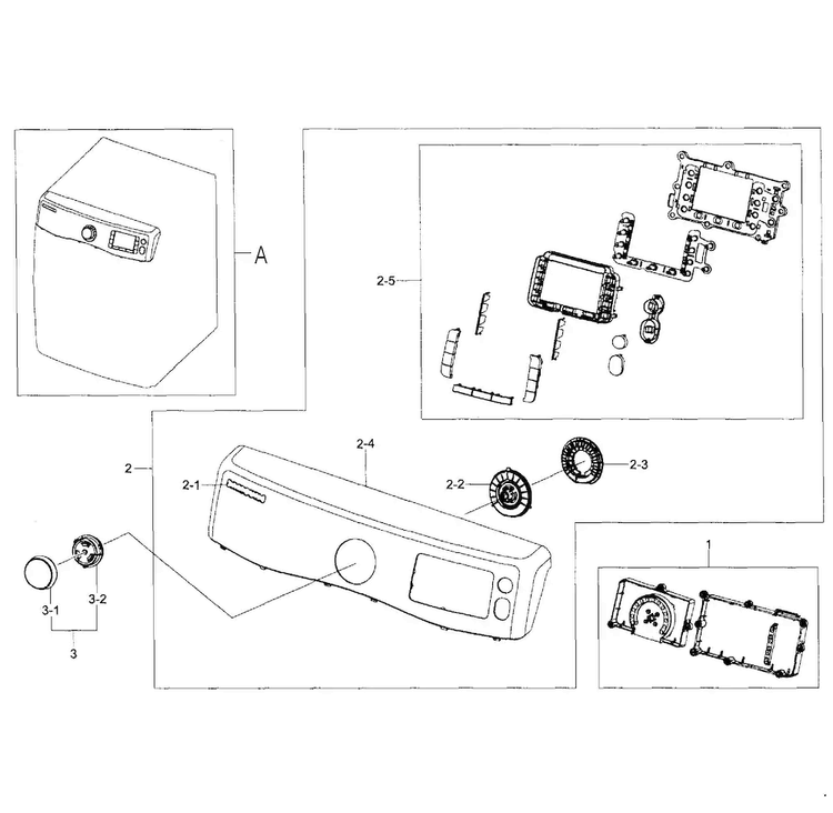 Control Panel Diagram and Parts List for DV455GVGSWR AA-0000 Samsung Dryer