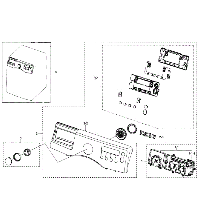 Control Panel Diagram and Parts List for WF350ANW XAA-02 Samsung Washer