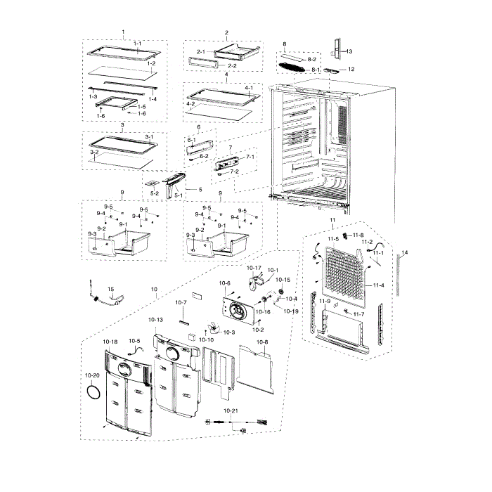 Fridge Diagram and Parts List for RF18HFENBWW AA-00 Samsung Refrigerator