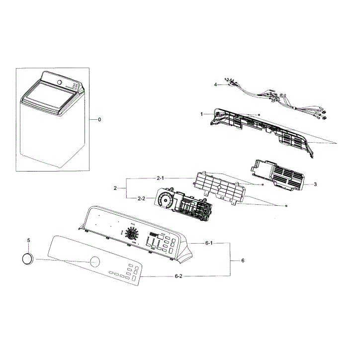 Control Panel Diagram and Parts List for WA456DRHDSU AA-03 Samsung Washer