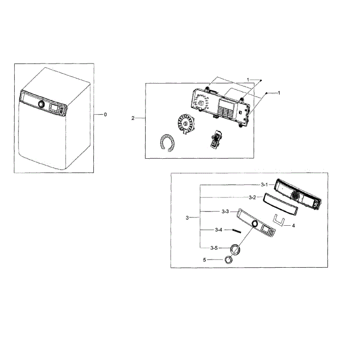 Control Panel Diagram and Parts List for DV56H9100GG A2-00 Samsung Dryer