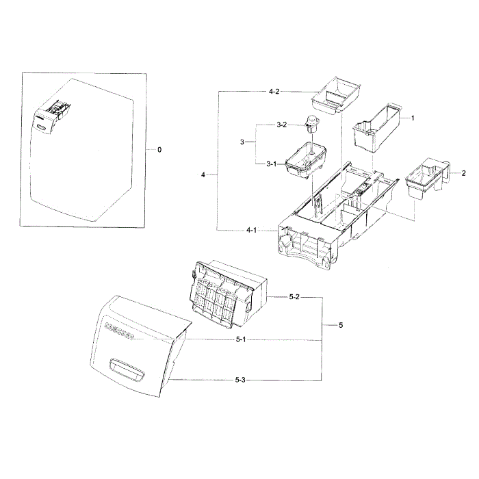 Drawer Diagram and Parts List for WF42H5000AW A2-00 Samsung Washer